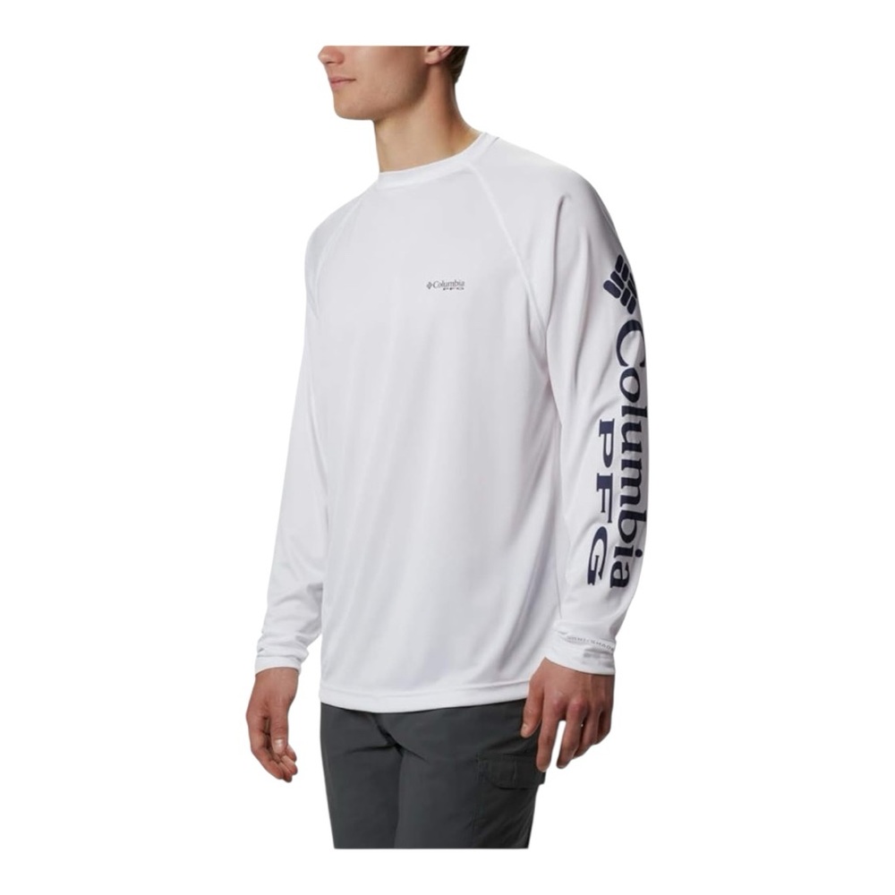 Men’s Columbia White PFG Terminal Tackle Long Sleeve Shirt